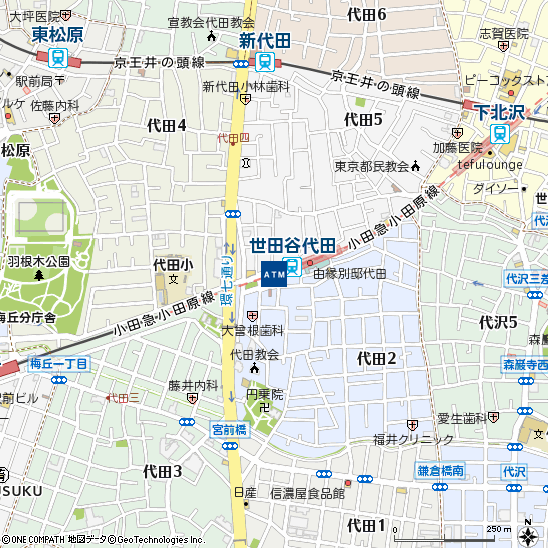 小田急世田谷代田駅付近の地図